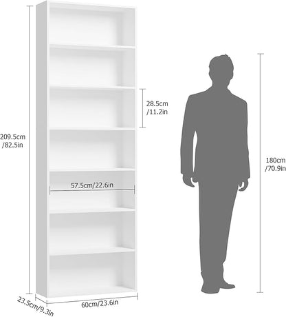 FACBOTALL 82" Tall Bookshelf, 7-Tier Open Shelves Bookcase, Freestanding Display Storage Shelves, Tall Bookcase Home Decor Furniture for Home Office, Living Room, Bedroom, White | Bookcase, Tall Bookcase, Home Decor Furniture, Home Office, Living Room