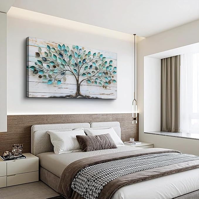 MHARTK66 Canvas Wall Art Colorful Trees Large Paintings For Living Room Abstract Wall Decor Bedroom Farmhouse Artwork For Office Blue Landscape Watercolor Pictures Rustic Wall Hanging Decor 20x40
