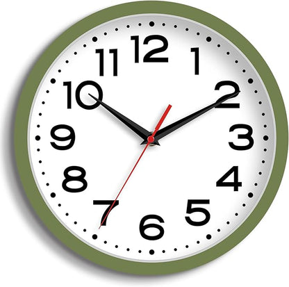 Roymnie Wall Clock Silent Non-Ticking Modern Clock Battery Operated 8 Inch Small Classic Analog Decorative for Kitchen, Bathroom, Office, Bedroom, Home(Green)