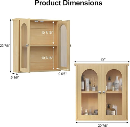 Bathroom Wall Cabinet,Medicine Cabinets Wall Mounted with Arched,Bathroom Medicine Cabinet Over Toilet,Surface Mount Medicine Cabinet for Laundry Room,Kitchen,Storage Cabinet 22x23