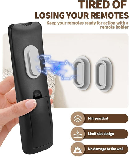 4 Pack Strong Magnetic Remote Control Holder, Self-Adhesive Silicone Remote Holder Wall Mount for TV, Fan, Air Conditioner Remote Control (Grey)