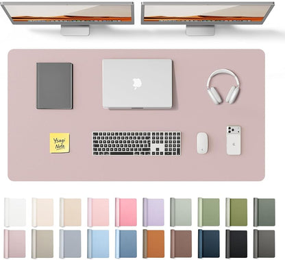 YSAGi Leather Desk Pad Protector, Office Desk Mat, Large Mouse Pad, Non-Slip PU Leather Desk Blotter, Laptop Desk Pad, Waterproof Desk Writing Pad for Office and Home(Grayish Lavender, 47.2" x 23.6")