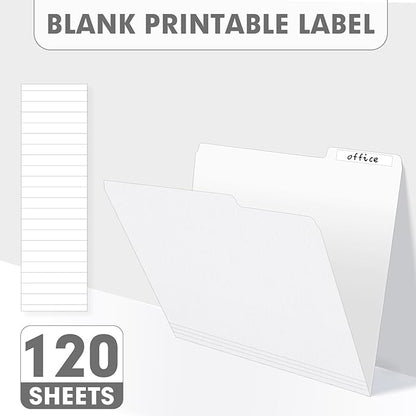 File Folder, PANDRI 120 Pack File Folder, 1/3 Cut Tab, Letter Size, Filing Folder for Office School Business, White