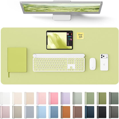 YSAGi Leather Desk Protector, Office Mat, Large Mouse Mat, Non-Slip PU Leather Blotter, Laptop Desk, Waterproof Writing Pad for Office and Home (Peak Green, 35.4" x 17")