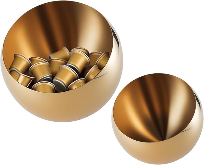 Large Capacity Coffee Pod Holder – Stainless Steel Pod Organizer and Holder | Stylish Coffee Bar Accessories & Countertop Storage (2-Pack Gold, M+L)