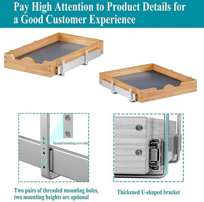 OCG Pull Out Drawers For Cabinets, Slide out Wood Drawer Shelf, Pull Out Shelves for Base Cabinet Organization in Kitchen, Pantry, Bathroom