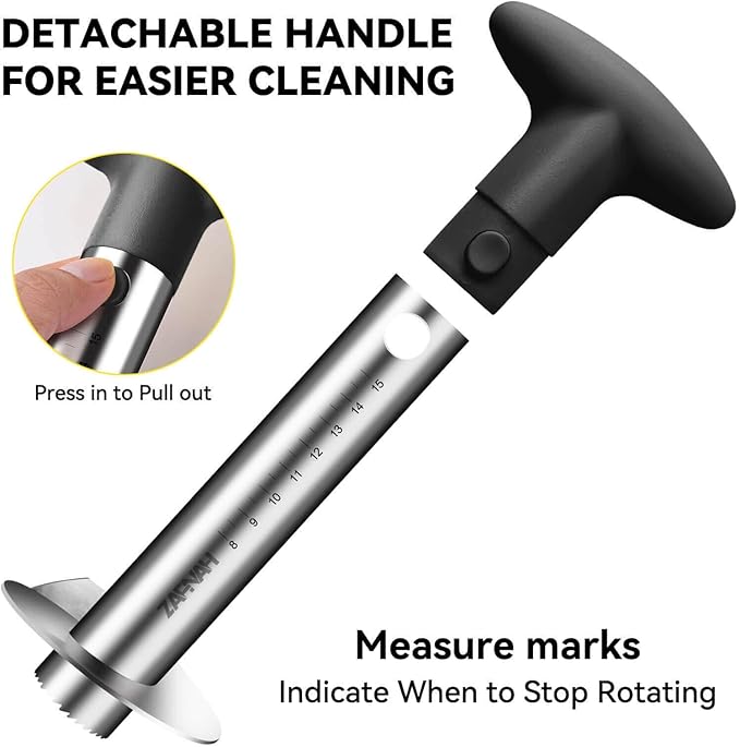 Pineapple Corer and Slicer Tool, Pineapple Cutter and Corer, Stainless Steel Pineapple Peeler, Easy Pineapple core remover decorer, Eye Removal Tool, Pelador De Piña (Black with Measure marks)