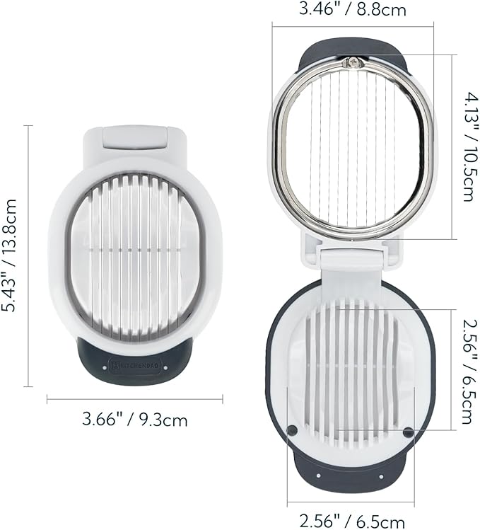 KITCHENDAO Replaceable Egg Slicer with Stainless Steel Wires, Egg Cutter for Hard-Boiled Eggs, Dual-Direction Cutting, Heavy-Duty Egg Dicer, Non-Slip Base & Handle, Dishwasher Safe