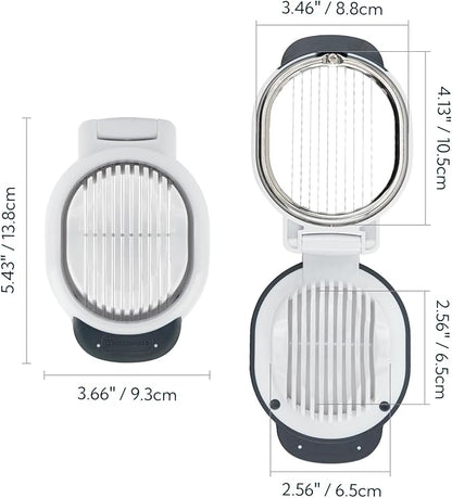 KITCHENDAO Replaceable Egg Slicer with Stainless Steel Wires, Egg Cutter for Hard-Boiled Eggs, Dual-Direction Cutting, Heavy-Duty Egg Dicer, Non-Slip Base & Handle, Dishwasher Safe