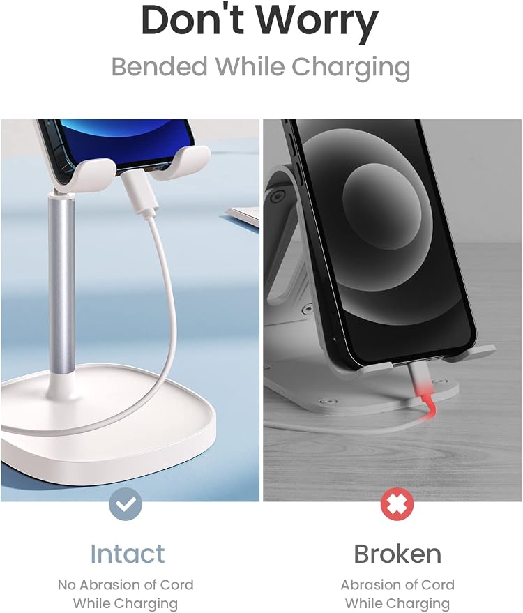 LISEN Cell Phone Stand Adjustable Phone Holer for Desk, Computer Office Desk Accessories for iPhone 16 Holder Women Kitchen Essentials Fits All Mobile Phones Switch Kindle iPads Tablet 4-10in (White