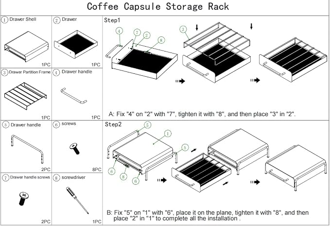 K Cup Holder Drawer, Compatible with K-Cups, 30 Pods Capacity, K Pod Drawer Organizer for Countertop, Coffee Machine Base, Easy Installation (White)