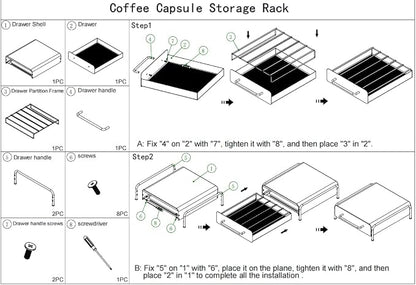K Cup Holder Drawer, Compatible with K-Cups, 30 Pods Capacity, K Pod Drawer Organizer for Countertop, Coffee Machine Base, Easy Installation (White)