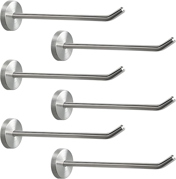 NearMoon Coat Hooks, Wall Mount Hooks for Hanging Hat Hurse Robe, 304 Stainless Steel Heavy Duty Towel Hangers for Bathroom Livingroom Hotel Kitchen Garage, 6 Pack (6 Inch, Brushed Nickel)