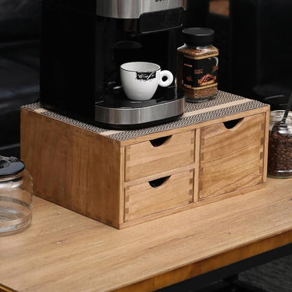 DDYURI Capsules Coffee Storage Drawer for Pod K-cup Holder - Counter Organizer for Kitchen Utensil Storage - Wood Desktop Coffee Brewer Accessories Stand CF2D3C-LT