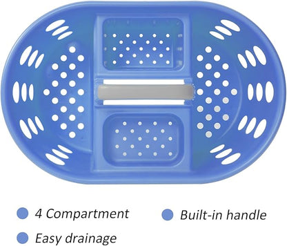 Large Shower Caddy Portable 2PC - Made in USA Plastic Jumbo Size Dorm Storage Candy Tote with Handle Shower Organizer for Bathroom, Pantry, Kitchen, College Dorm, Periwinkle