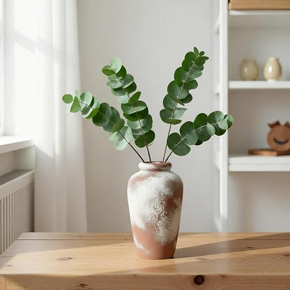 NEBRYX Large Ceramic Vase, 11 inch Minimalist Vase for Home Decor, Handmade Farmhouse Flower Vase for Table Centerpiece, Wedding, Living Room, Kitchen Decoration, Shelf Decor (Rust)