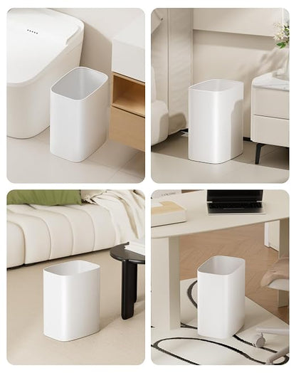 Cesun 3.4 Gallon Bathroom Trash Can, Small Office Garbage Can, Slim Metal Waste Basket for Bedroom, Dorm, Toilet, Near Desk, Under Sink, RV (White)