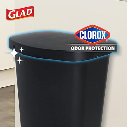 Glad Kitchen Trash Can with Lid, Foot Pedal and Garbage Bag Rings, 13 Gal, Black