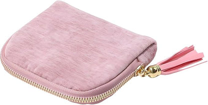Travel Jewelry Case, Small High-End Large-Capacity Tassel Storage Bag Gifts for Women, Pouch Bags with Zipper, Velvet Jewelry Organizer Storage Bag for Bracelet Rings Earring (Light Pink)