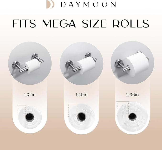 Day Moon™ (2 Pack) Brushed Nickel Toilet Paper Holder - Toilet Paper Holder Wall Mount