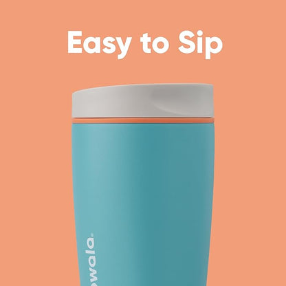 Owala SmoothSip Slider Insulated Stainless Steel Coffee Tumbler, Reusable Iced Coffee Cup, Hot Coffee Travel Mug, BPA Free 12 oz, Grey/Blue (Beachy Breeze) (Pack of 8)