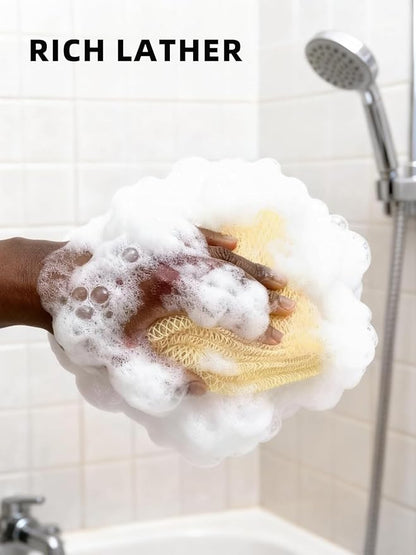 Cleangor 2Pcs African Net Sponge Authentic with Knots - Exfoliating Body | Scrubber for All Skin Types, African Bath Sponge, Wash Cloth, Gentle Exfoliation Shower Rag for Women Daily Use