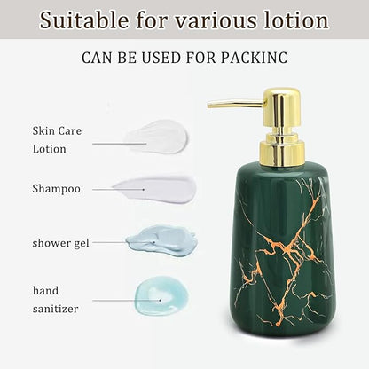 CERBIOR Bathroom Accessories Set,4 Pcs Ceramic Bathroom Decor Accessory,Includes Toothbrush Holder, Toothbrush Cup, Soap Dish for Decorative Countertop and Housewarming Gift(Green 4pcs)