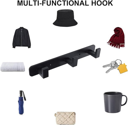 Coat Rack, Heavy Duty Stainless Steel 3 Tri Coat Hook Hanger, Wall Mounted Wall Hooks, Rustic Clothes Hook/Key Hook Rail for Bathroom Kitchen Entryway(2 Pack, 3 Hook Black)