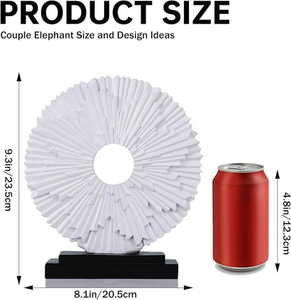 White Home Decor Sculpture, Unique Round line Statue, Modern Home Decor, Decorative Panel Statue for Living Room tv Cabinet, Office, Coffee Table, Dining Table Center White Decor