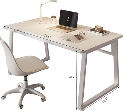 Small Computer Desk Gaming Desk 31.5 inch Modern Simple Style White Writing Study Table for Home Office Bedroom Living Room Easy Assembly