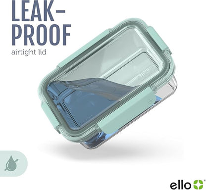 Ello Color Lock Glass Meal Prep Sets Leak-Proof Glass Food Storage Containers with Airtight BPA-Free Plastic Lids, Dishwasher, Microwave, and Freezer Safe