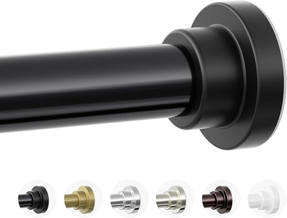 Mcrbeay Shower Curtain Rod, 1" Diameter Heavy Duty Tension Shower Rod, Non Slip Adjustable 28-46 inch No Drilling Shower Curtain Rods Spring Tension For Bathroom, Shower Stall, No Rust, Black