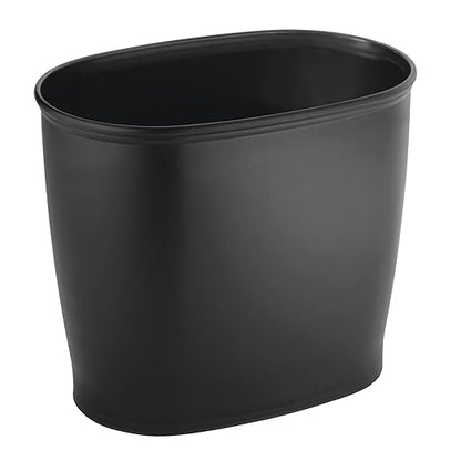 iDesign Slim Plastic Bathroom Trash Can, Small Garbage Bin for Bedroom, Office, Desk, Dorm, 2-Pack, Black