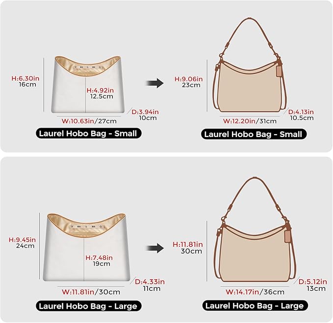GIVLEFLY Purse Organizer Insert Fit for Laurel Small Size Tote Bag Organizer Insert with Cup Holder, Light Weight Purse Liner with Built-In Zipper Pocket (Beige Lining,Medium)
