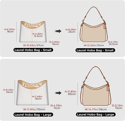 GIVLEFLY Purse Organizer Insert Fit for Laurel Small Size Tote Bag Organizer Insert with Cup Holder, Light Weight Purse Liner with Built-In Zipper Pocket (Beige Lining,Medium)