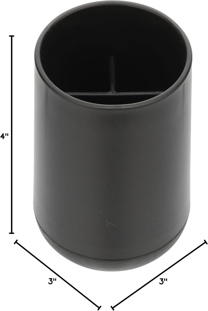iDesign Toothbrush Holder for Normal Toothbrushes,Spin Brushes,and Toothpaste,The Cade Collection - 3" x 3" x 4. 5",Matte Black,(Pack of 12)