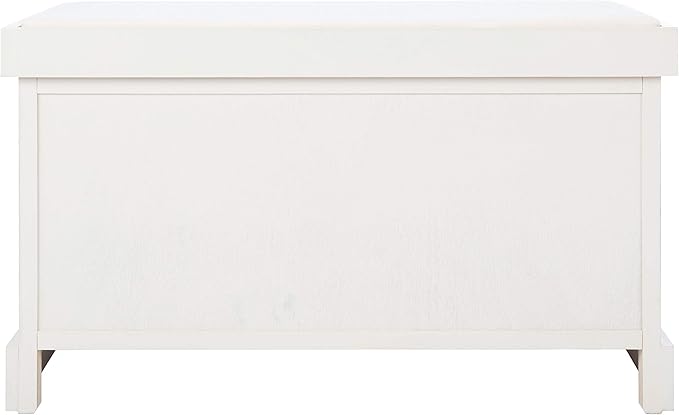 Safavieh Home Collection Landers Distressed White 2-Drawer/Cushion Storage Bench (Fully Assembled) BCH5702A