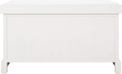 Safavieh Home Collection Landers Distressed White 2-Drawer/Cushion Storage Bench (Fully Assembled) BCH5702A