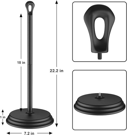 KASUNTO Toilet Paper Holder with Rustproof, Metal Free Standing Toilet Paper Stand Storage for Bathroom, Tissue Paper Roll Holder for Bathroom Accessories (Black)