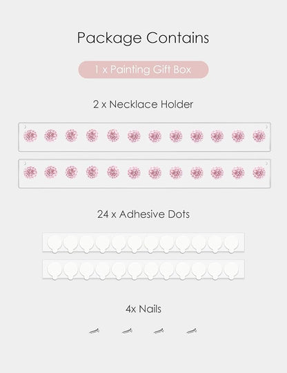 Heesch Necklace Holder Pink, Acrylic Necklace Hanger Wall Mount, Hanging Necklace Organizer, Jewelry Hooks for Necklaces, Bracelets, Chains (2-pack Pink)