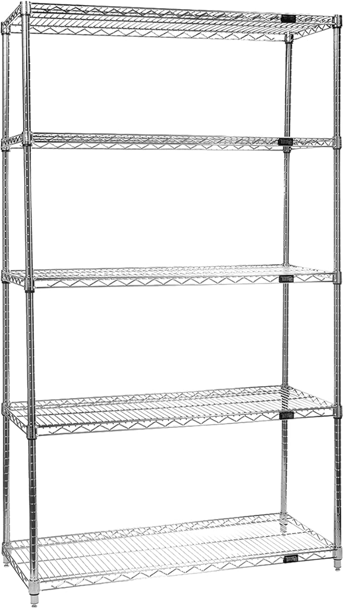 Quantum Storage Systems WR86-2454C-5 Starter Kit Wire Shelves Chrome 5 Shelves 86" H x 54" W x 24" D