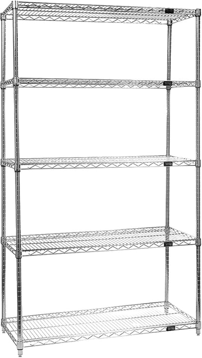 Quantum Storage Systems WR86-2454C-5 Starter Kit Wire Shelves Chrome 5 Shelves 86" H x 54" W x 24" D