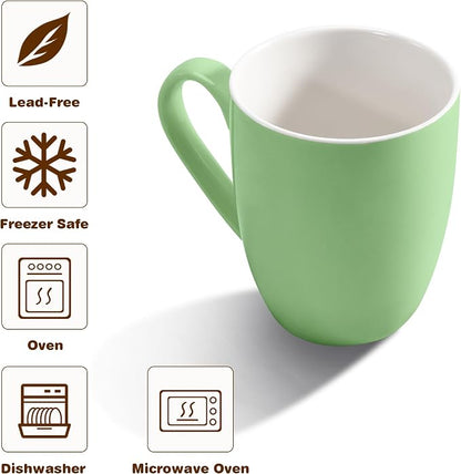 Urbanstrive 16 oz Large Coffee Mug with Handle Tea Cup Novelty Coffee Cup for Men Women Office Work, Mint Green