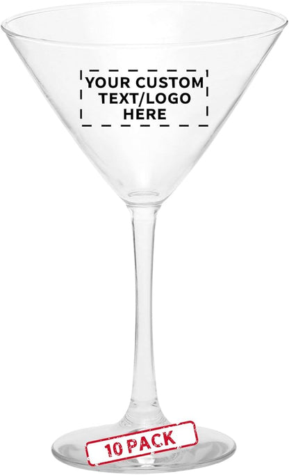 Custom Martini Glasses by ARC 10 oz. Set of 10, Personalized Bulk Pack - Perfect for Hotel, Bar, Restaurant or Lounge - Clear