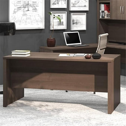 Atlin Designs 66" W x 95.5" D Modern Contemporary U-Shaped Wood Computer Desk with Hutch, for Home Office, Fully Reversible Unit, in Mahogany Finish