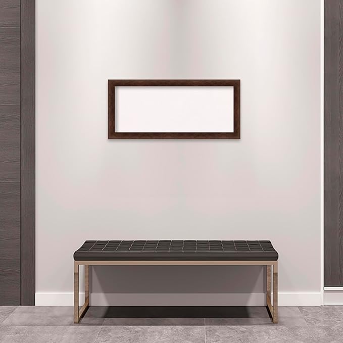 Amanti Art White Cork Board for Wall, 15x33 Vision Board with Brown Wood Frame, Medium Corkboard Office Decor for Home Organization, Casual Corkboard Pinboard to display items for home organization