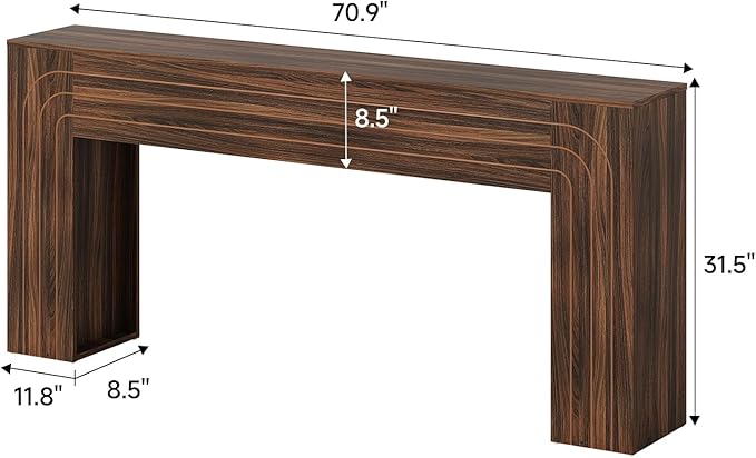 70.9-Inch Long Entryway Console Table, Farmhouse Sofa Table for Entrance and Hallway, Wood Narrow Table with Handcrafted Line Detailing for Living Room and Behind Couch
