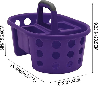 Large Shower Caddy Portable 2PC - Made in USA Plastic Jumbo Size Dorm Storage Candy Tote with Handle Shower Organizer for Bathroom, Pantry, Kitchen, College Dorm, Purple