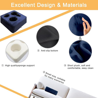 Couch Cup Holder Pillow Tray & Caddy - for Sofa, Bed, Car, Man Cave | Keep Drinks at Hand & Spill-Proof Accessories for New Parents, Camping, Park, Boat, Beach - Navy Blue