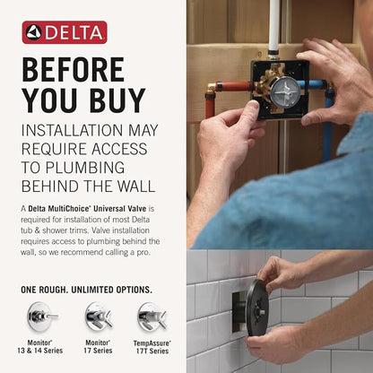 Delta Modern 14 Series Round Rain Shower System Faucet Set, Rainfall Brushed Nickel Shower Head and Handle Set, Valve Trim Kit, 10 Inch, Spotshield Stainless T342702-SP (Valve Not Included)